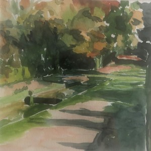 Parc de Courances aquarelle 20x20