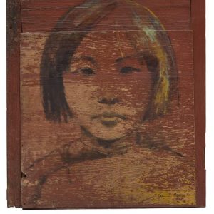 Visage 164x72 cm Huile sur porte chinoise 2016