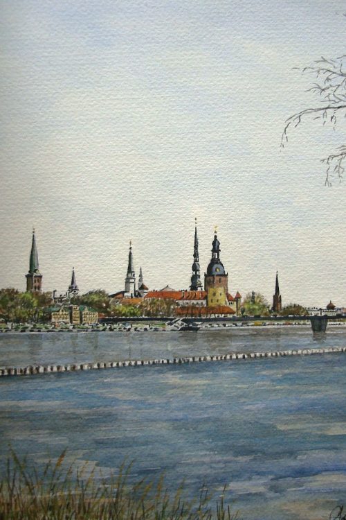 Roland Gaden - Riga, les rives de la Daugava depuis Kapsala