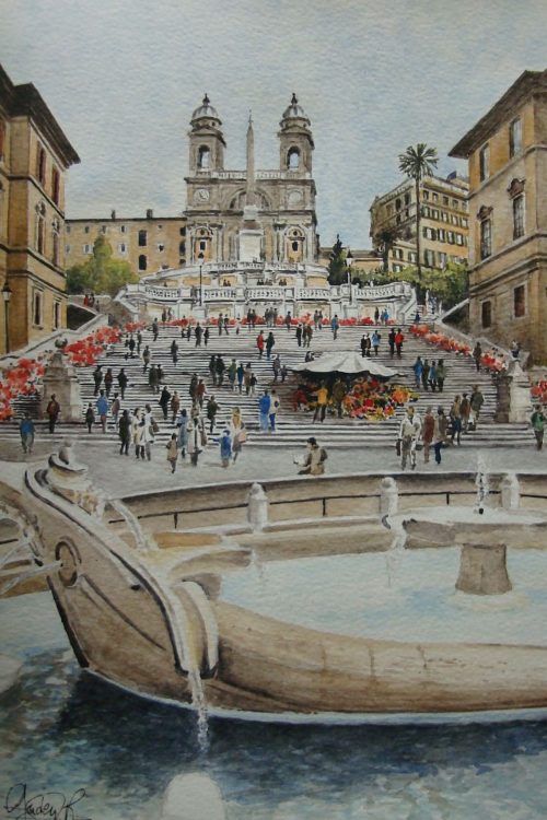 Roland Gaden - Rome, la Place d'Espagne et l'église de la Trinité