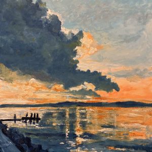 Lac Leman 60/40 - Huile sur carton