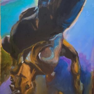 Lutteurs - Huile sur craft - 110x90 cm
